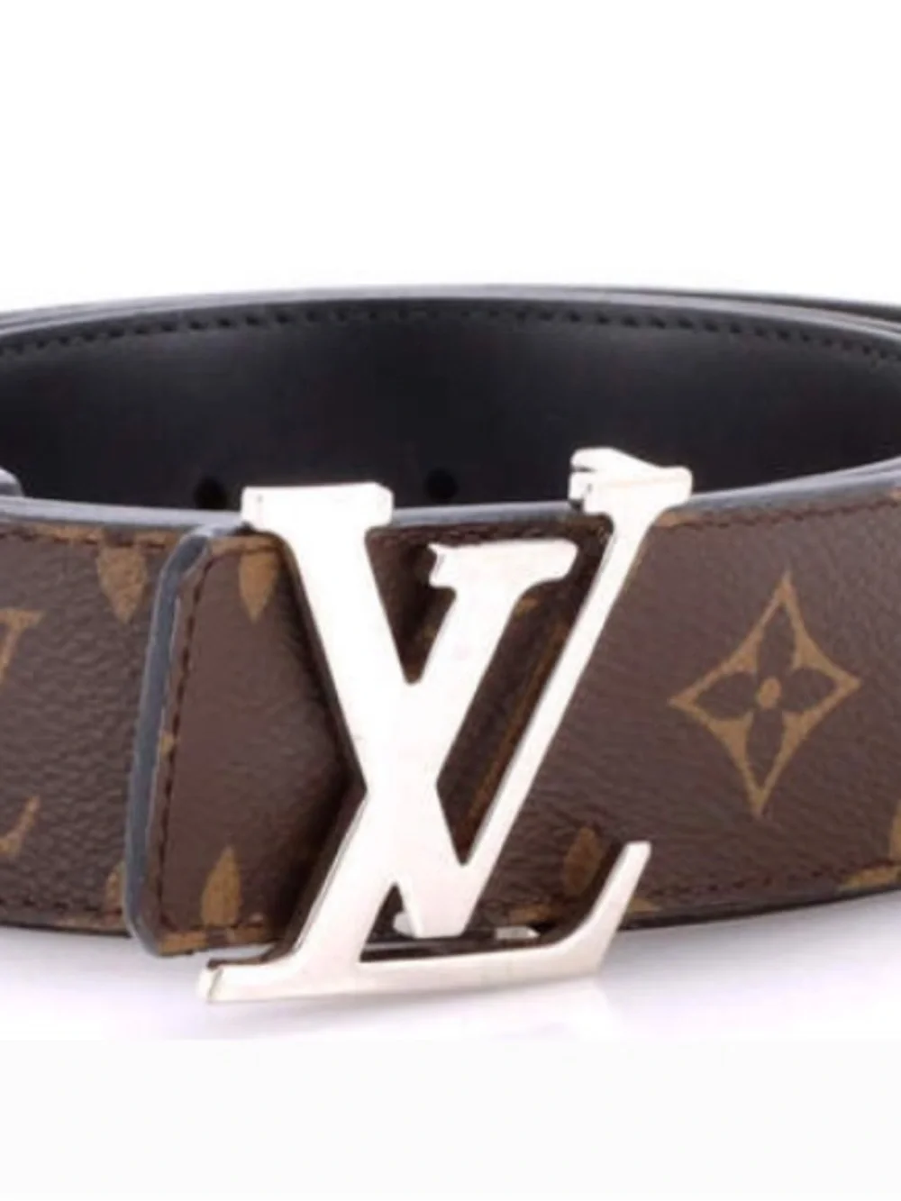 Louis Vuitton Brown Monogram Reversible Belt with Silver LV Buckle